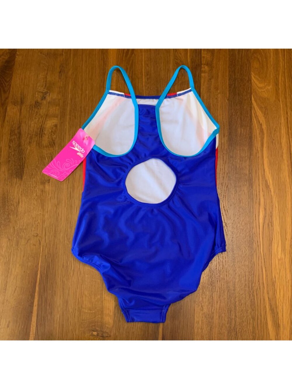 SPEEDO Performance Swimsuit Girls 12 One Piece Blue Swim Team NWT NEW Keyhole - Picture 2 of 9